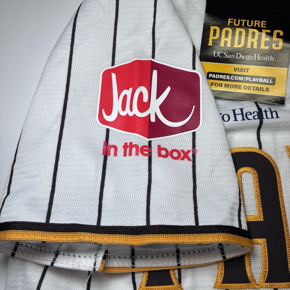 San Diego Padres Youth Large Baseball Jersey and Visor Set White Pinstripe NWT - Picture 7 of 12